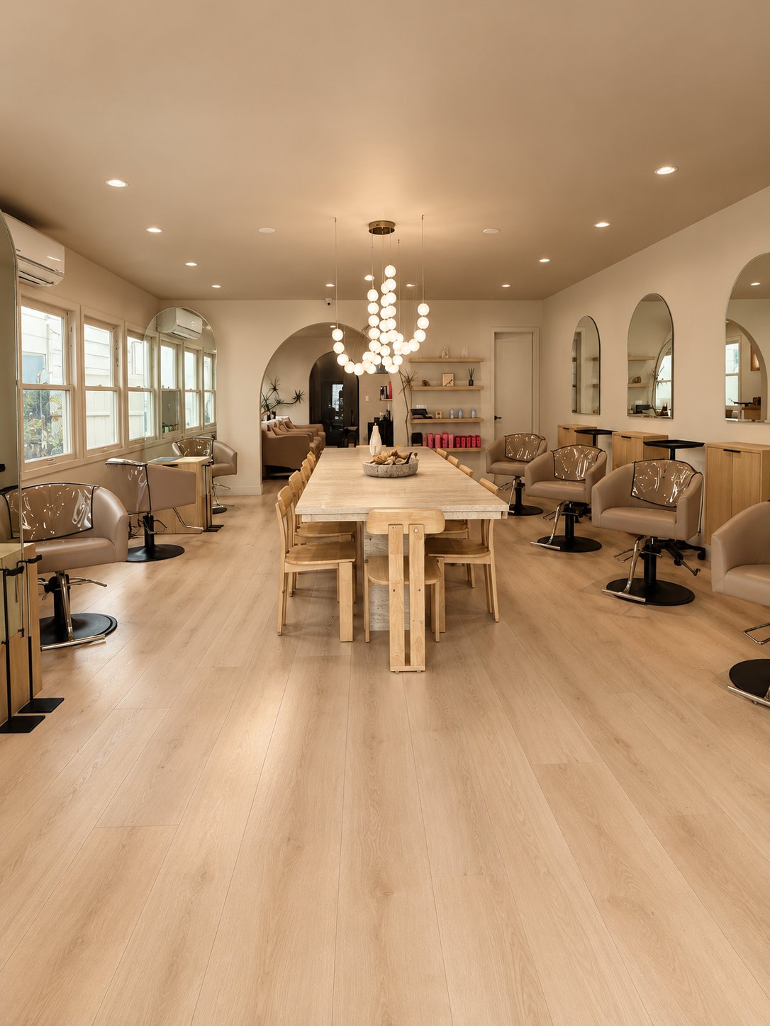 The salon floor